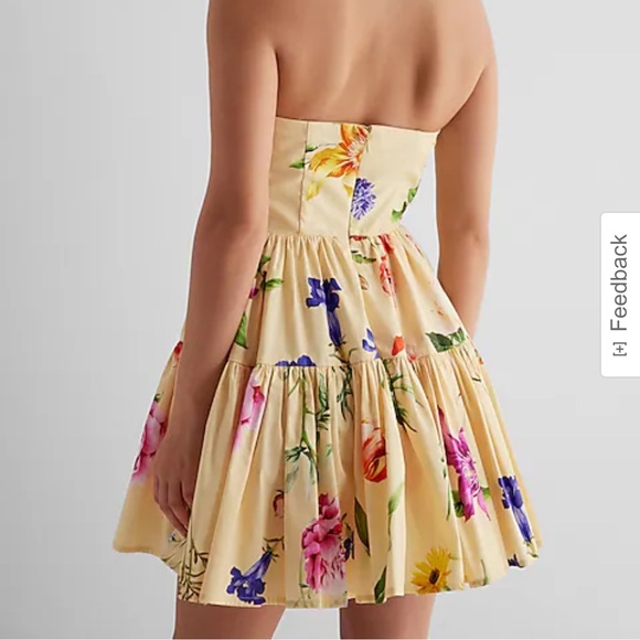 Express Floral Strapless Tiered Poplin Mini Dress - Picture 3 of 3